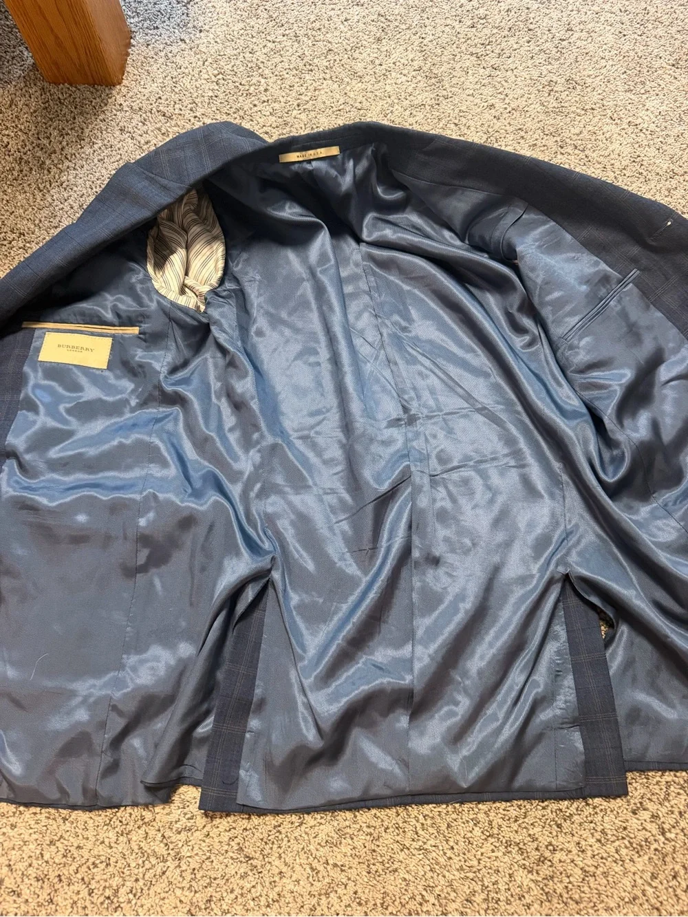 Burberry London Blue Windowpane Sport Coat Men’s Size 40 Made in the USA